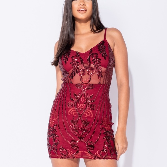 Dresses & Skirts - Sequin Sleeveless V-Neck Bodycon Mini Dress